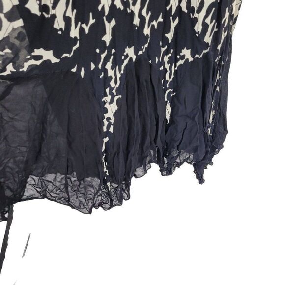 Temptations II Dress 3X Black Crinkle Swing Sheer Bell Sleeve Handkerchief Hem - Picture 8 of 17